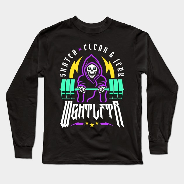 WGHTLFTR / Weightlifter - Snatch Clean and Jerk (Gym Reaper) Long Sleeve T-Shirt by brogressproject